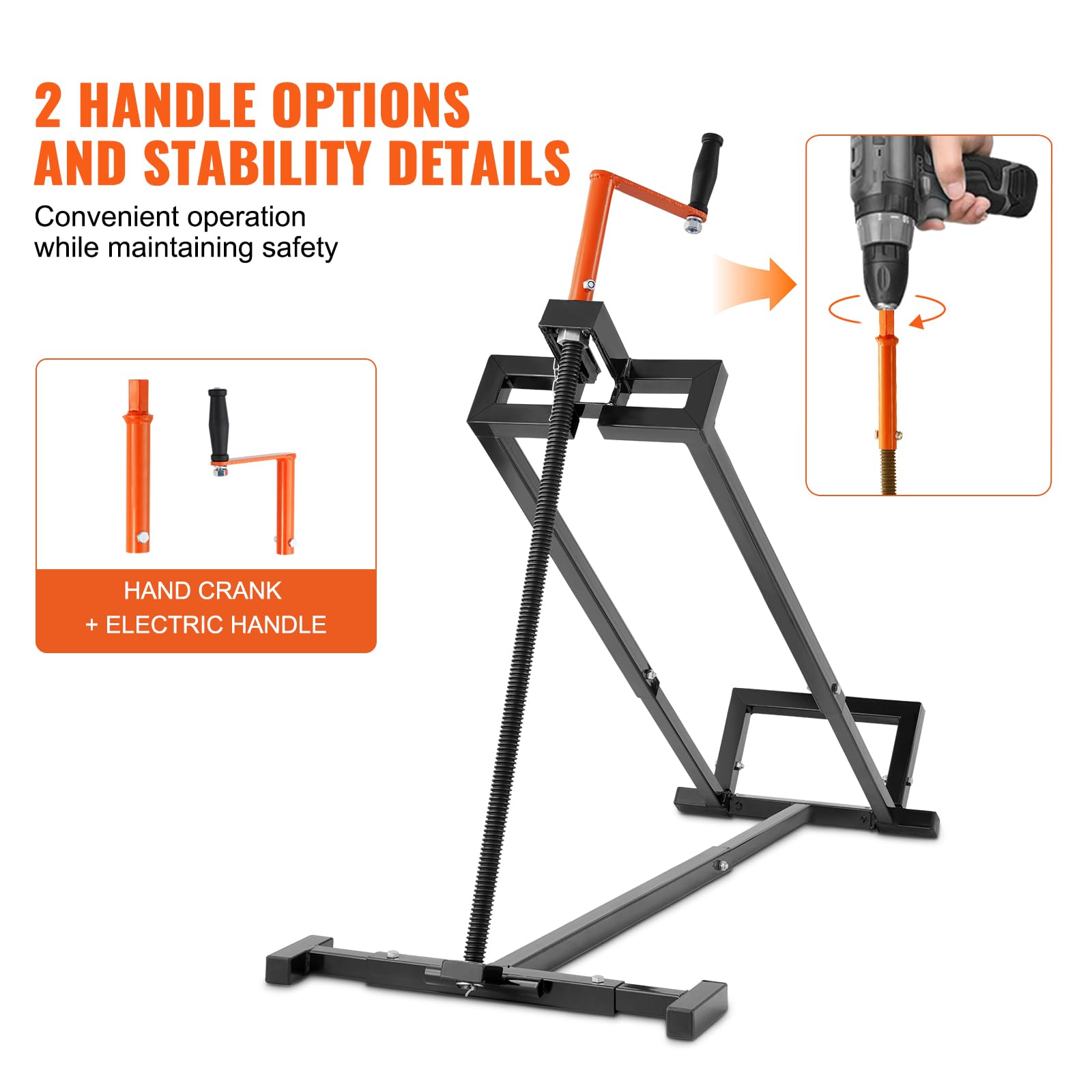 VEVOR Ride on Lawn Mower Lift Jack, 880 Lbs Weight Capacity, Telescopic Maintenance Jack with Crank Handle & Power Tool Handle, Foldable Lawn Tractor Lifter for Lawn Mowers and Garden Tractors, Black - Image 4