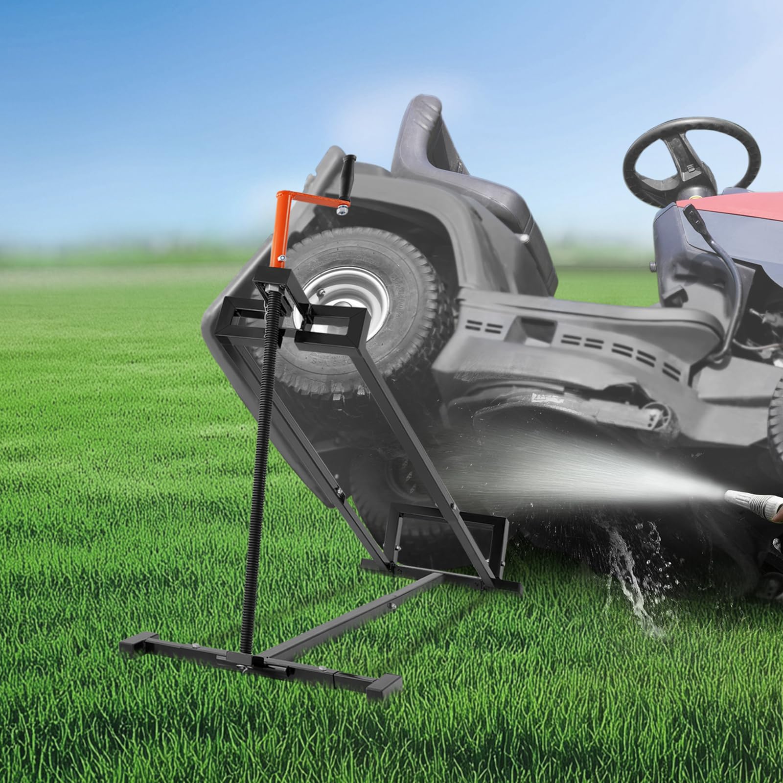 VEVOR Ride on Lawn Mower Lift Jack, 880 Lbs Weight Capacity, Telescopic Maintenance Jack with Crank Handle & Power Tool Handle, Foldable Lawn Tractor Lifter for Lawn Mowers and Garden Tractors, Black - Image 8