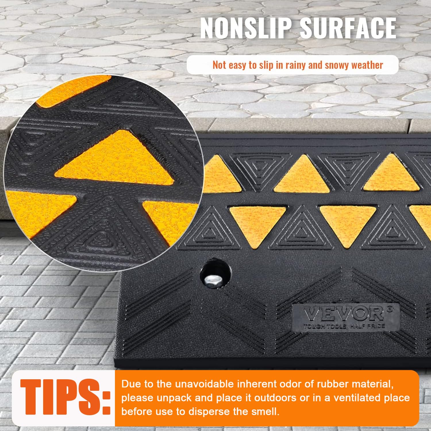 VEVOR Rubber Curb Ramp 5" Rise Height 2 Pack, Heavy-Duty 33069 lbs/15 T Capacity Threshold Ramps, Rubber Driveway Ramps for Cars, Carts, Dollies, Motorcycle, Bikes, Wheelchairs - Image 3