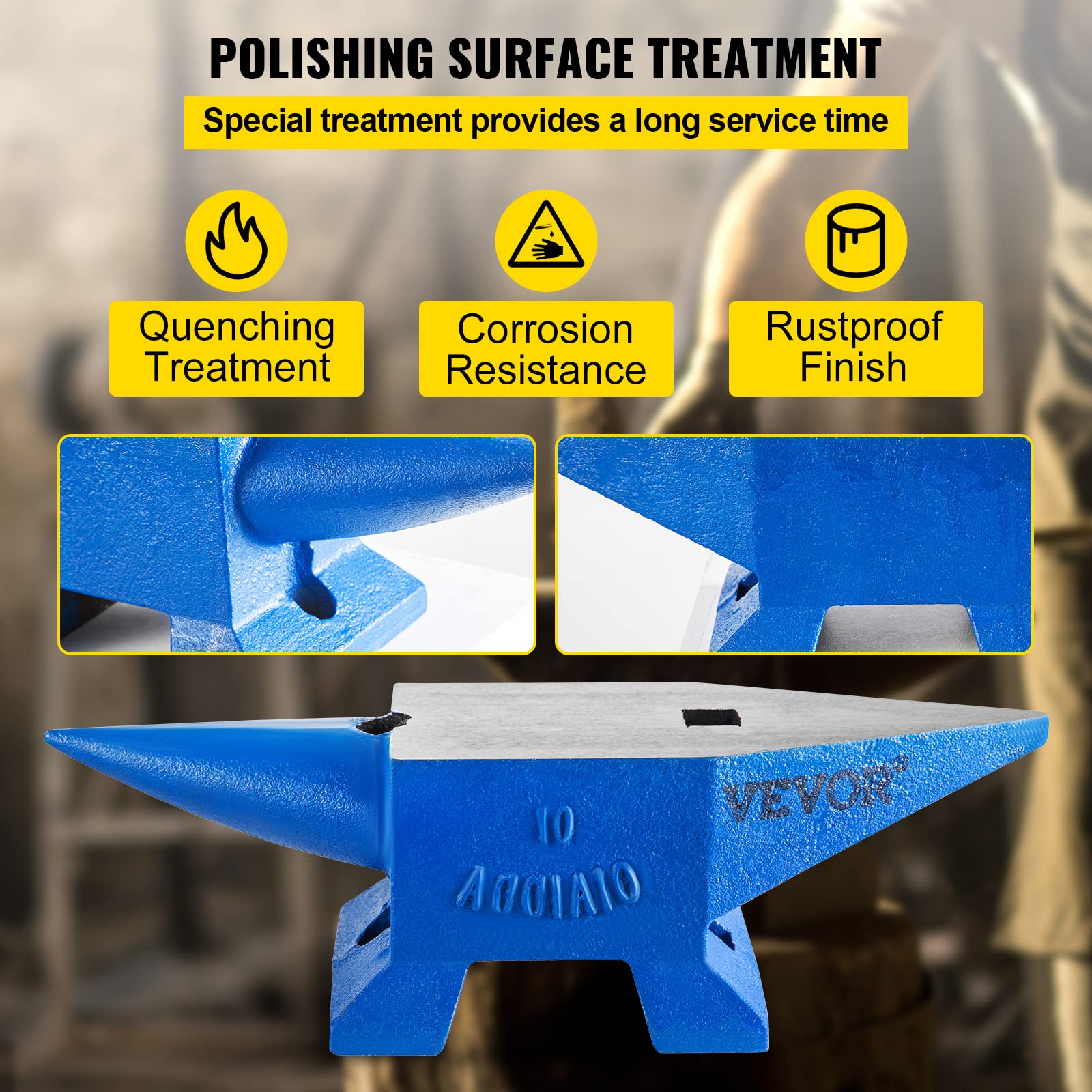 Vevor Single Horn Anvil 22Lbs Steel Anvil Blacksmith for Sale Forge Steel Tools W/Round And Square Hole and Equipment Anvil Rugged Blacksmith Jewelers Durable and Robust Metalsmith Tool : Arts, Crafts & Sewing - Image 5