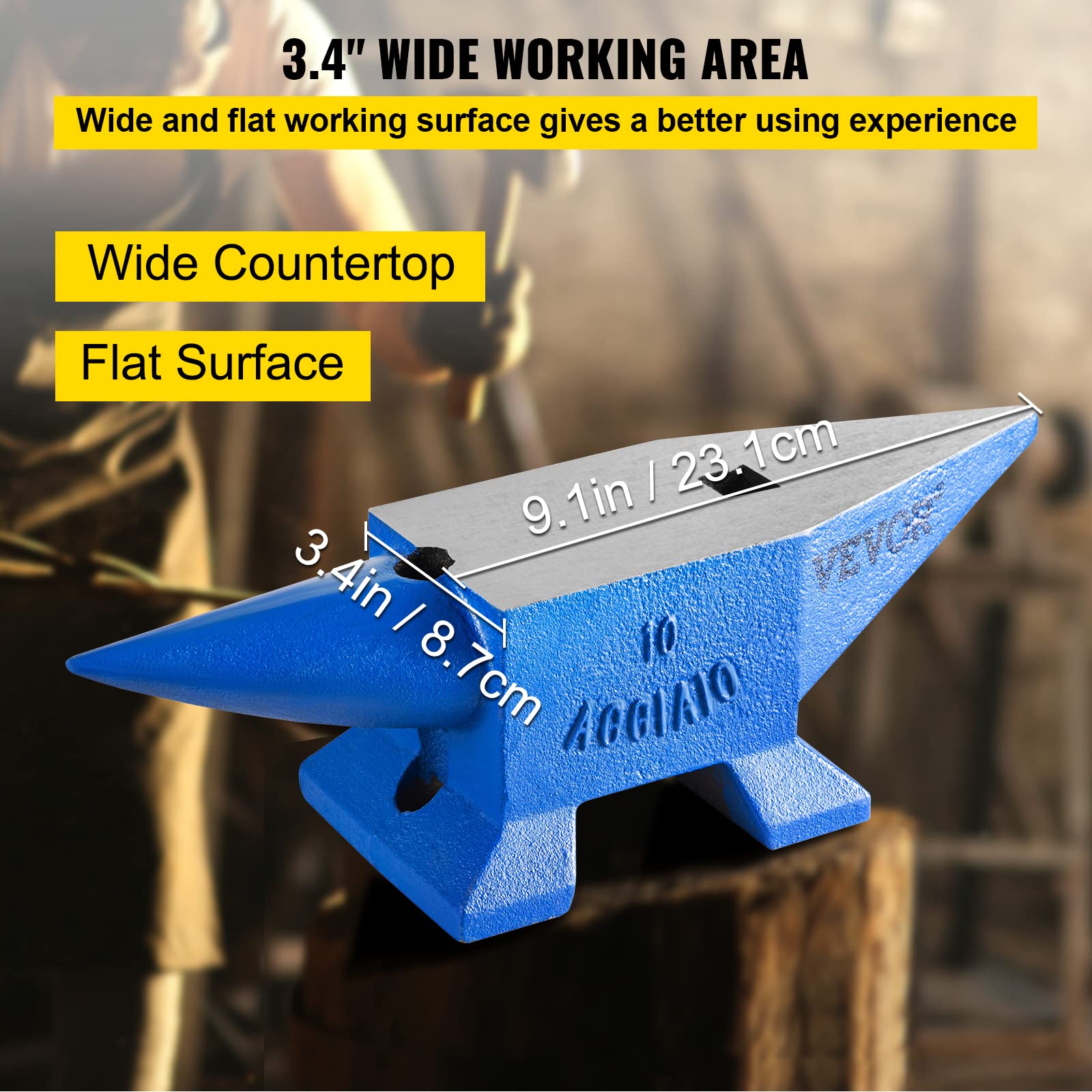 Vevor Single Horn Anvil 22Lbs Steel Anvil Blacksmith for Sale Forge Steel Tools W/Round And Square Hole and Equipment Anvil Rugged Blacksmith Jewelers Durable and Robust Metalsmith Tool : Arts, Crafts & Sewing - Image 6