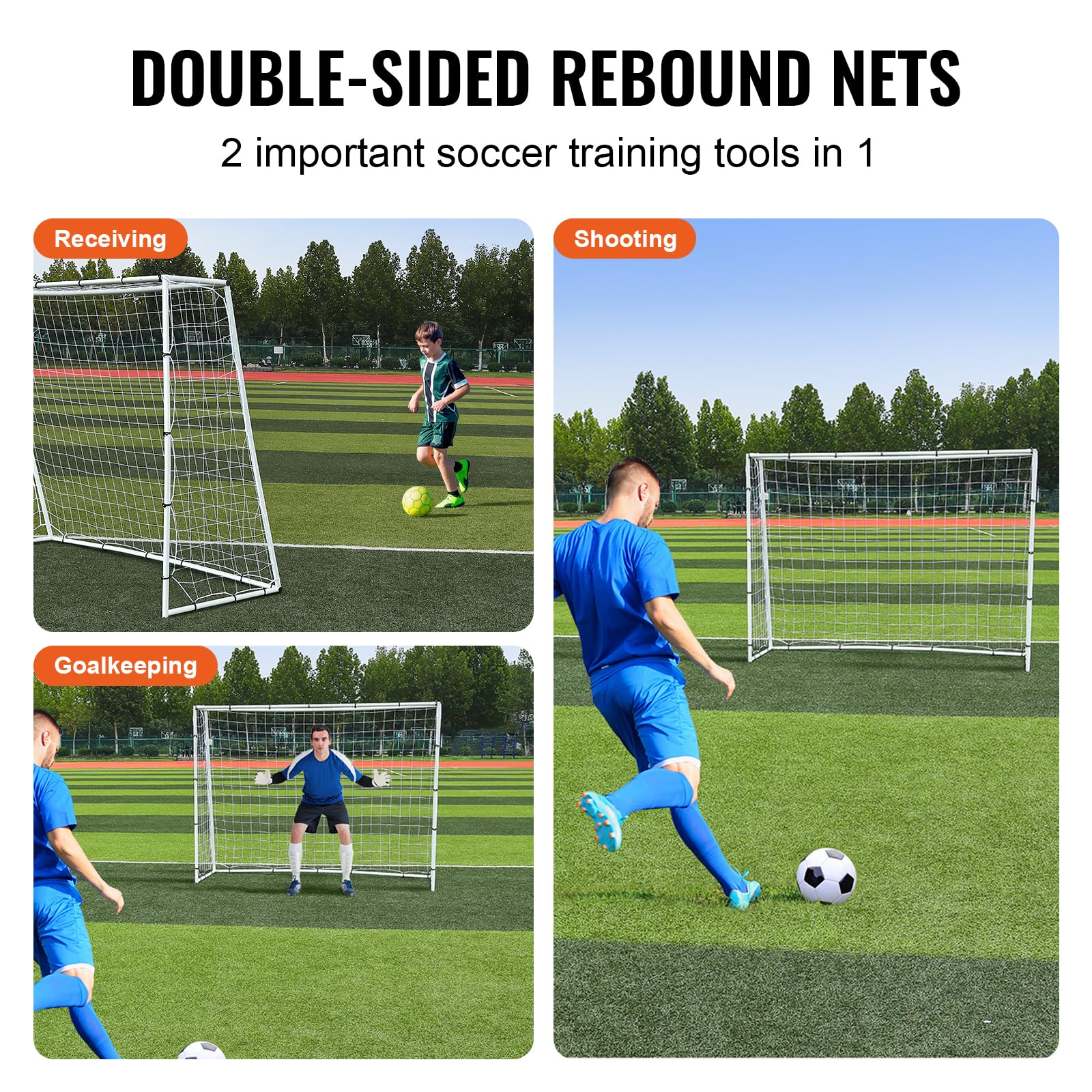 VEVOR Soccer Rebound Trainer, Iron Soccer Training Equipment, Sports Football Rebounder Wall, Double-Sided Rebounding Net, Easy Assembly, Perfect for Backyard Practicing, Solo Training, Passing - Image 3