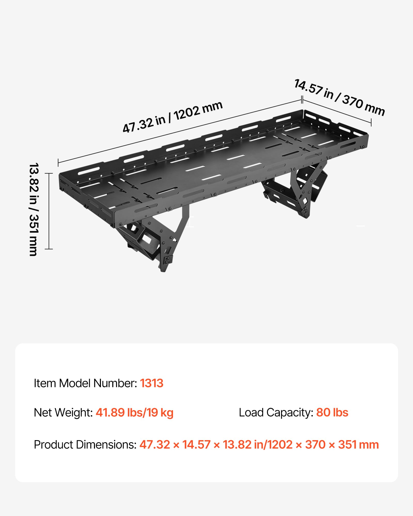VEVOR Spare Tire Cargo Basket, for 30-40 Inch Tires, Fit for 1976-2024 Jeep Wrangler JK JL TJ YJ CJ, 80 lbs Load Capacity, Utility Cargo Basket Rack Storage Tray Replacement, No-Drill Installation - Image 7