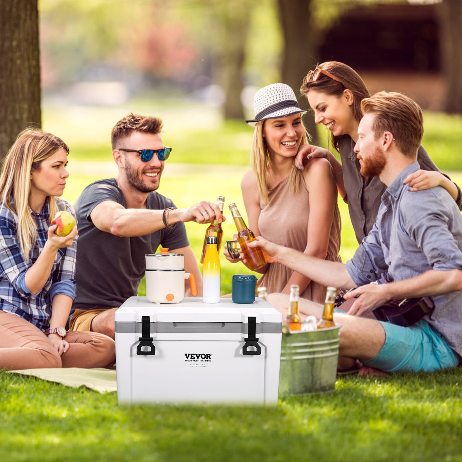 VEVOR Ultra-Light Hard Cooler, Ice Retention Cooler with Heavy Duty Handle, Ice Chest Lunch Box for Camping, Travel, Outdoor, Keeps Cool for up to 6 Days, 30% Lighter Than Rotomolded Coolers - Image 8