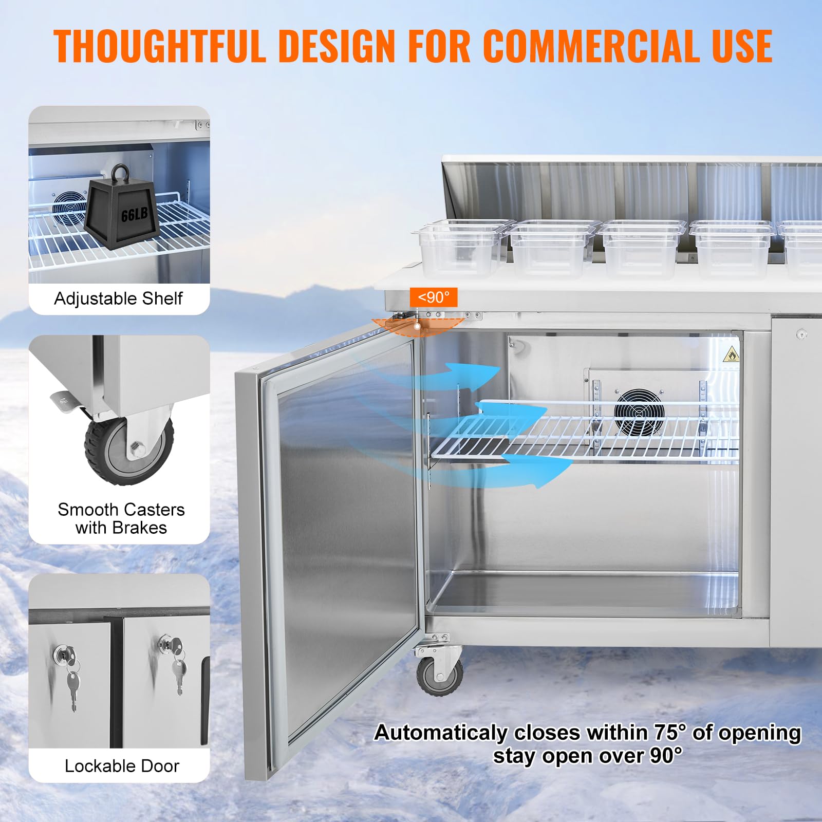 VEVOR Under Counter Drawer Refrigerator, 24 In Stainless Steel Fridge with Temperature Control, Dual Drawer Refrigerator with Powerful Compressor & LED Display, for Home, Office, and Commercial Use - Image 6