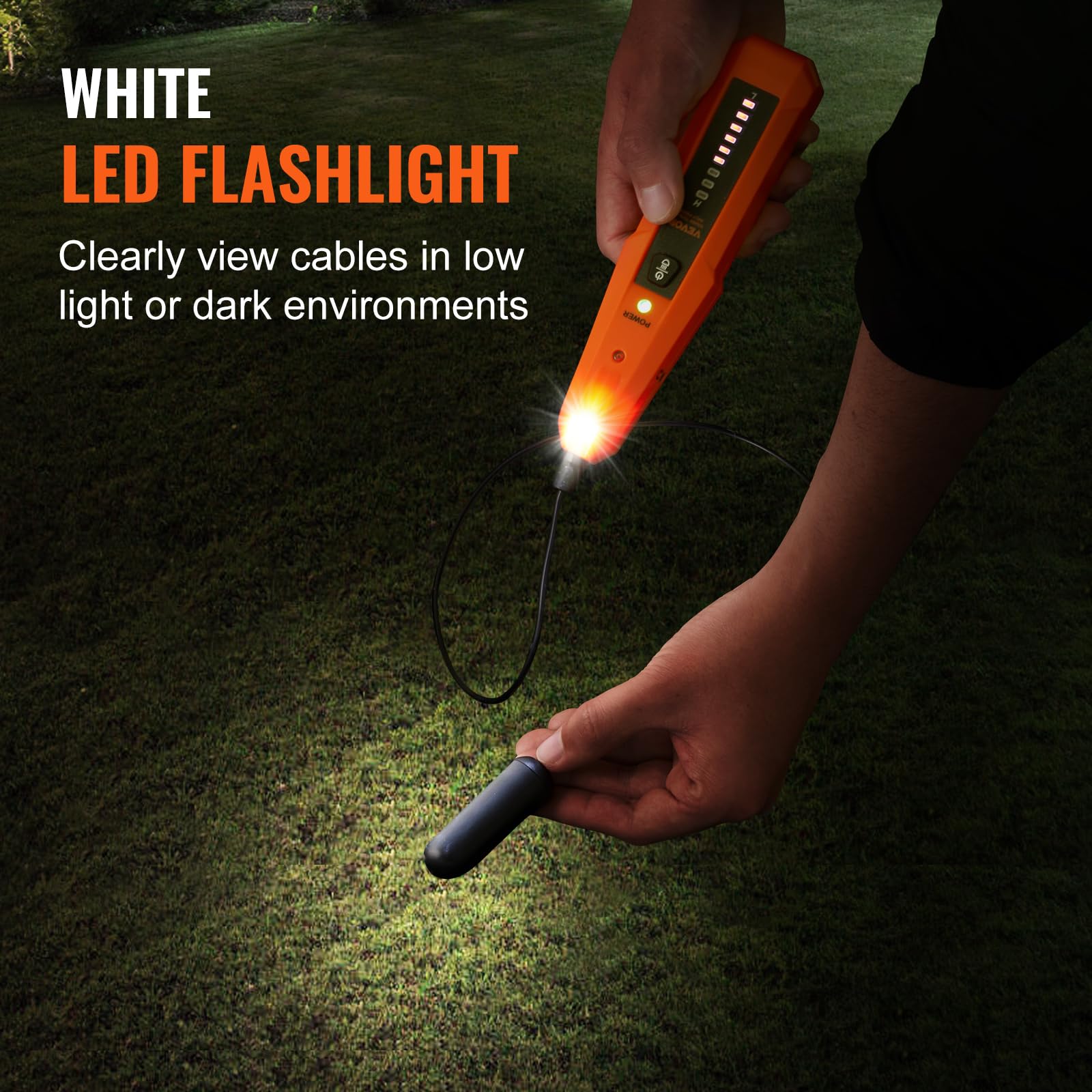 VEVOR Underground Cable Locator, 3 FT Max. Detection Depth, Wire Tracer Break Detector Finder with Earphone, 1000 FT Max.Detection Length Cable Tester for Pet Fence Buried Sprinkler Valve Irrigation - Image 5