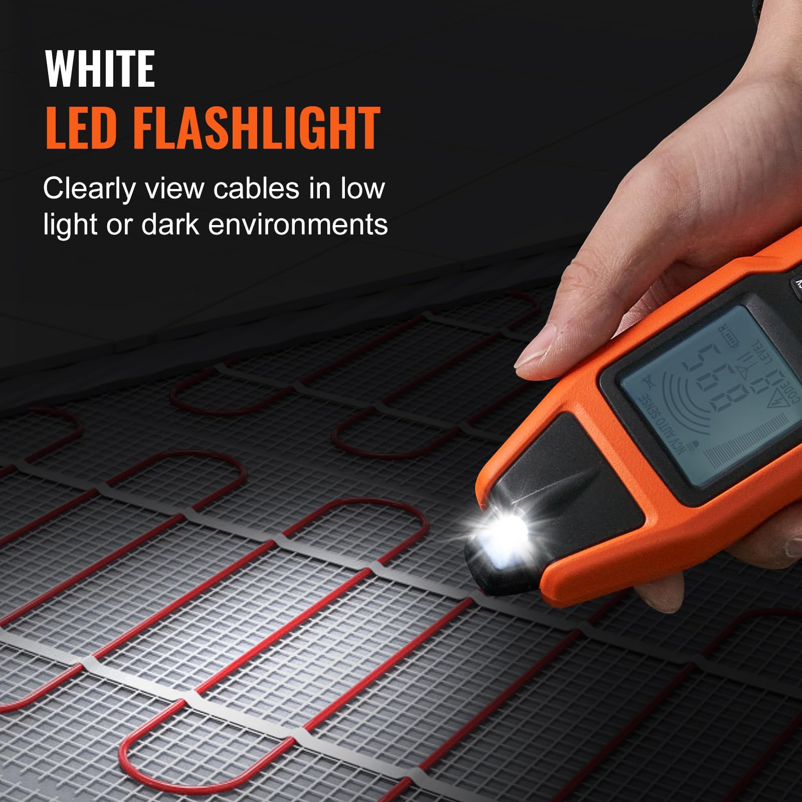 VEVOR Underground Cable Locator, 8 Ft Max Detect Depth Cable Tester, 12 to 600V (NVC) Wire Tracer Break Detector Finder, 6561Ft Detect Length for Electrical Circuits Pipelines Dog Fence Buried Cables - Image 6