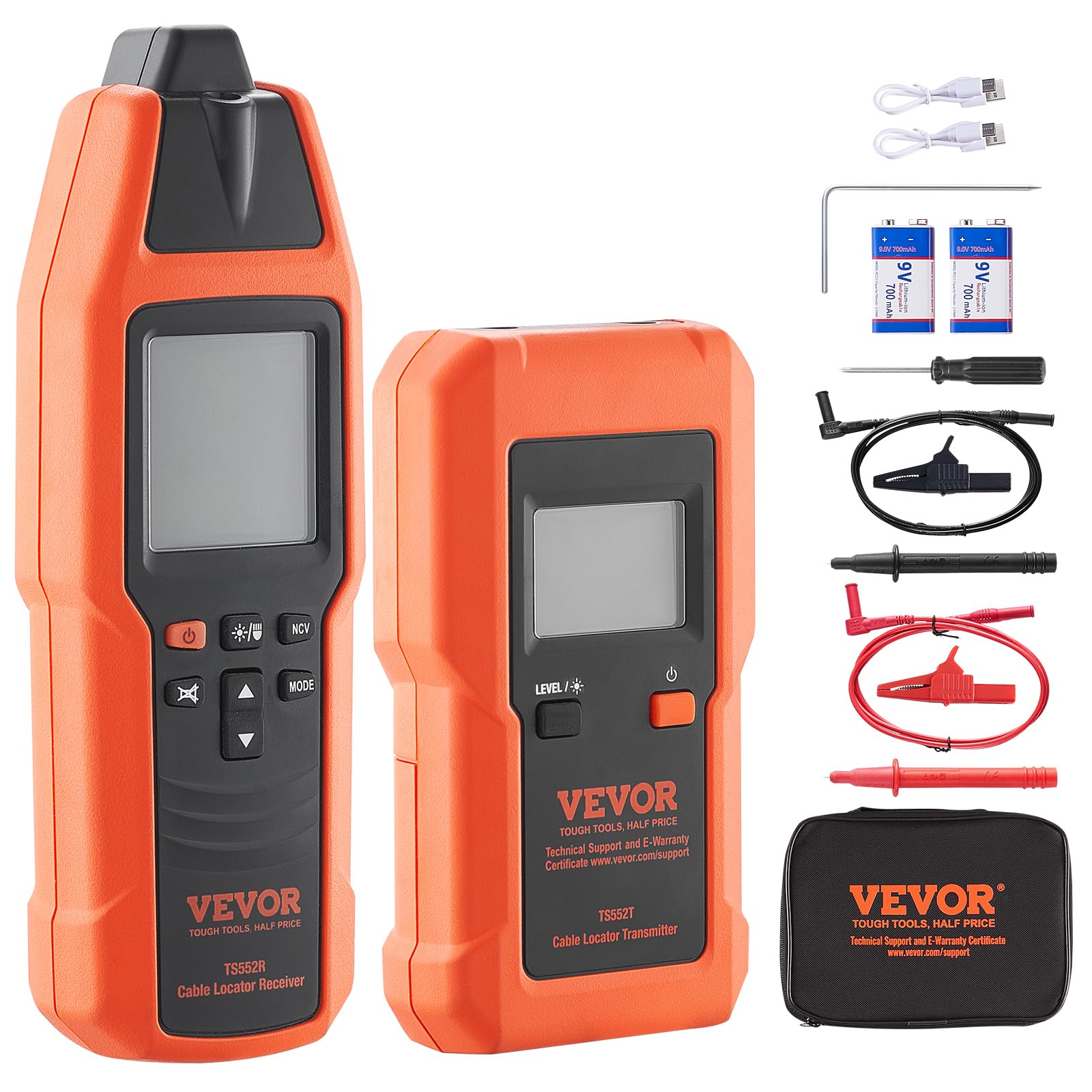 VEVOR Underground Cable Locator, 8 Ft Max Detect Depth Cable Tester, 12 to 600V (NVC) Wire Tracer Break Detector Finder, 6561Ft Detect Length for Electrical Circuits Pipelines Dog Fence Buried Cables - Image 9