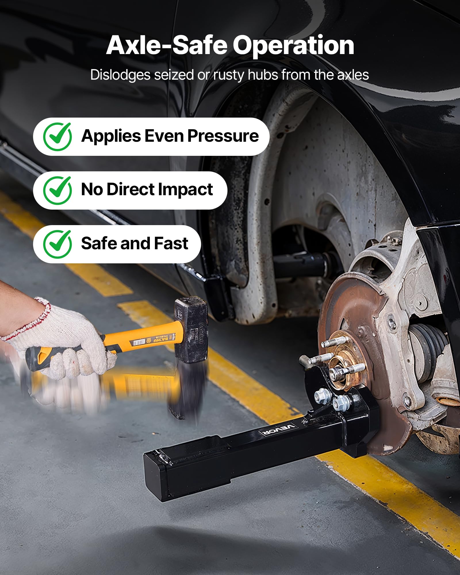 VEVOR Wheel Bearing Hub Removal Tool Kit, Compatible with All Axle Bolt Hubs 5, 6, 8 Lug Hubs Buster Puller, Universal Wheel Hub Shocker, Wheel Hub Buster Tool with Nuts & Washers for Sedan SUV Truck - Image 4